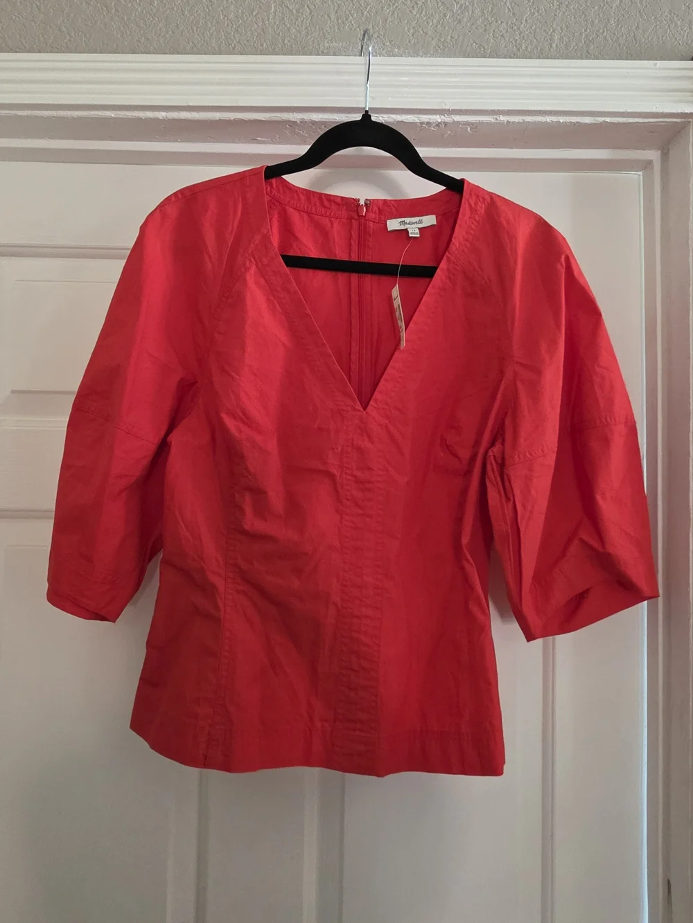 Madewell NWT Sculptural V-Neck Puff Sleeve Top - Women